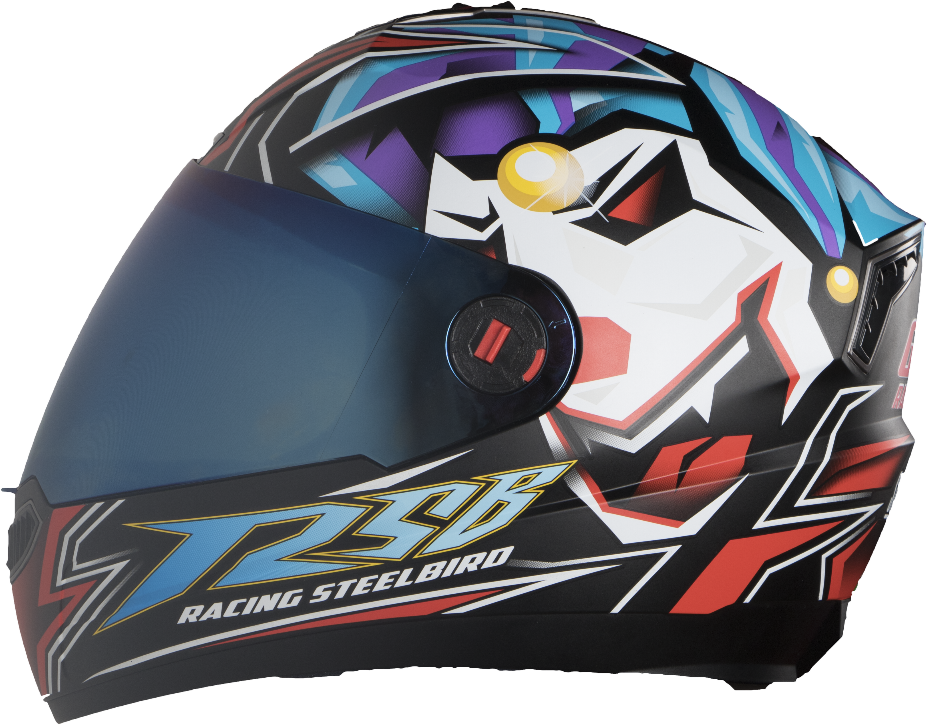 SBA-1Bloom Mat Black With Blue ( Fitted With Clear Visor Extra Blue Chrome Visor Free)